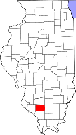 Map of Illinois highlighting Perry County