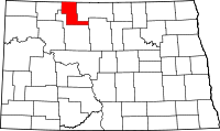 Map of Severna Dakota highlighting Renville County