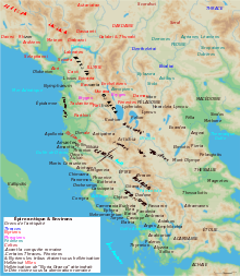 Map of ancient Epirus and environs (Français).svg