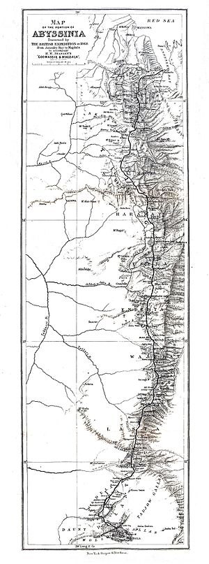 Карта части Абиссинии, пройденной британской экспедицией в 1868 году