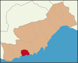 Map showing Aydıncık District in Mersin Province