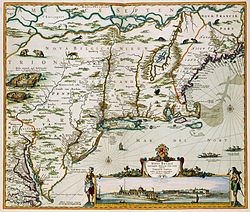 Nicolaes Visscher'in 1684 civarında çizdiği, Yeni Hollanda ve çevresini gösteren harita
