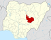 Mapa da Nigéria destacando o estado Plateau
