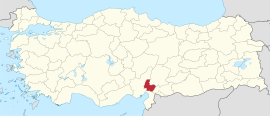 ओस्मानिये प्रांतचे तुर्कस्तान देशाच्या नकाशातील स्थान
