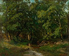 Paysage forestier (vers 1876), signé « G. Courbet ».