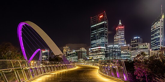 Perth at night - Elizabeth Quay foot bridge