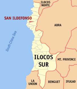 San Ildefonso na Ilocos Sul Coordenadas : 17°37'38"N, 120°23'38"E