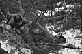 Soldats déployant une ligne de communication dans la forêt (novembre 1942)