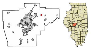 Location of Dawson in Sangamon County, Illinois.