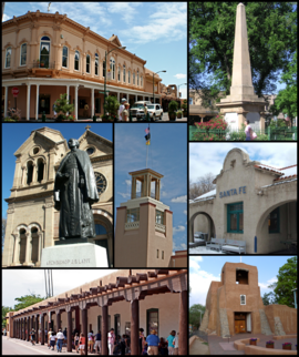 Fotomontaj reprezentând orașul Santa Fe, New Mexico
