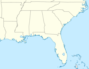 LDS Temple Map US SE is located in Southeast USA.png