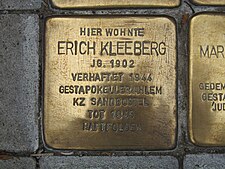 Stolperstein für Erich Kleeberg in Hannover