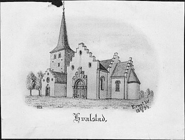 Kyrkan på teckning från 1894.