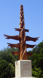 A vilagfa (world tree) erected in Godollo, Pest, Budapest metropolis. Vilagfa (world tree), Godollo, Budapest, Hungary.png