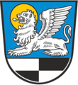 Wappen von Oberickelsheim, geflügelter Markuslöwe, stets liegend oder stehend/schreitend, die Flügel in gleicher Farbe.