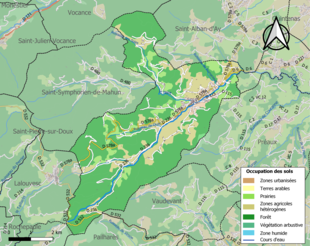 Carte en couleurs présentant l'occupation des sols.