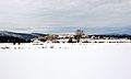 Vista general (meridional) de Veguillas de la Sierra (Teruel), tras la nevada de enero de 2017.