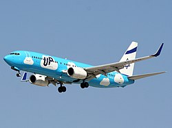 Boeing 737-800 der El Al im Markenauftritt UP