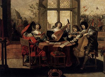 Les Cinq Sens : l'ouïe (ca. 1635), atribuida a Abraham Bosse (óleo sobre tela)