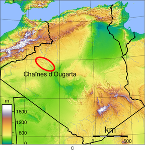 Lage der Ougarta-Berge in Algerien