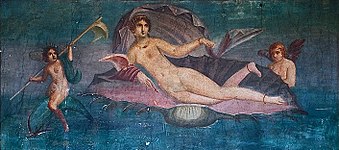 Mural de Venus descubierto en 1960. Se supone que este fresco podría ser una copia romana del retrato de Campaspe, amante de Alejandro Magno.