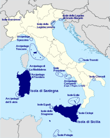 Map of Italian islands. Arcipelaghi italiani.svg