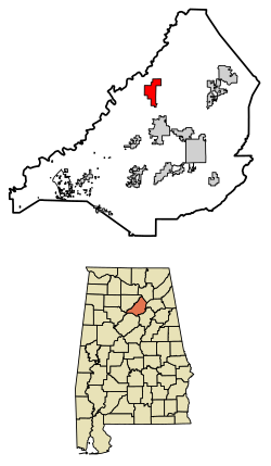 Location of Blountsville in Blount County, Alabama.