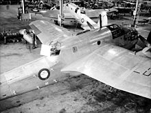 Beauforts being built at the DAP plant in Fishermans Bend, Melbourne. The ASV radar aerial array on the rear fuselage and a small blue/white Pacific Theatre roundel indicates this is a late Beaufort Mk VIII. Bristol Beaufort production DAP Melbourne.jpg