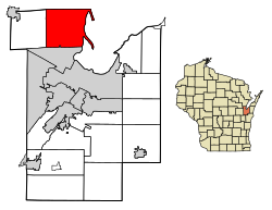 Location of Suamico in Brown County, Wisconsin.