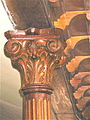 Cast iron Corinthian stanchions used to support the gallery ?1880 at the Plough Lane Chapel, Lion Street, Brecon.