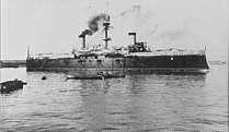 Vaixell espanyol Cristóbal Colón. Destruït en la batalla de Santiago el 3 de juliol de 1898.