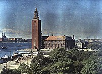 Stockholmská radnice, 1921, autochromová deska