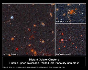 Alcuni ammassi di galassie scoperti dal Telescopio spaziale Hubble