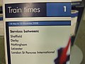 Exhibit F: East Midlands Trains timetable cover, showing St Pancras International