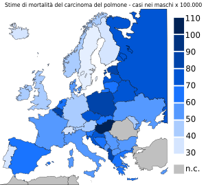 Europe - Mortality rate for men of lung cancer...