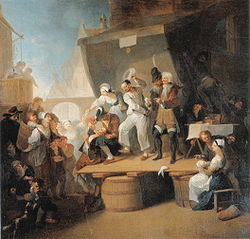 The Quack (c. 1785) peinture de Franz Anton Maulbertsch, montre un barbier chirurgien dans l'exercice de son métier.