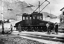 A prototype of a Ganz AC electric locomotive in Valtellina, Italy, 1901 Ganz engine Valtellina.jpg