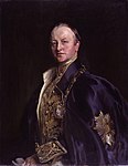 George Nathaniel Curzon by John Cooke - British Conservative statesman who was Viceroy of India and Foreign Secretary. Portrait after John Singer Sargent. George Nathaniel Curzon, Marquess Curzon of Kedleston by John Cooke.jpg