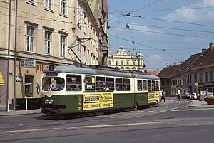 Triebwagen 278 als Linie 3 am Dietrichsteinplatz.