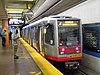 An inbound Muni Metro train at Montgomery station, 2018