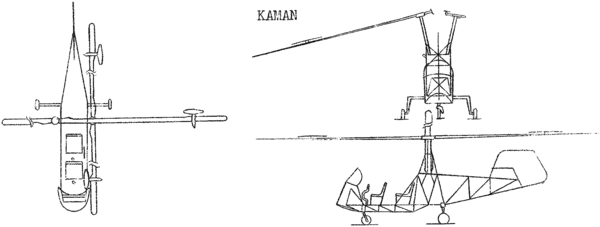 3-view line drawing of the Kaman K-225