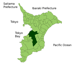 Ichiharas läge i Chiba prefektur