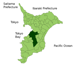 Situering van Ichihara in de prefectuur Chiba