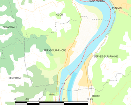 Mapa obce Arras-sur-Rhône