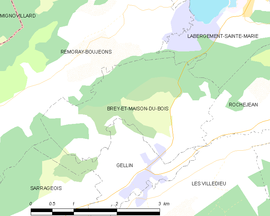 Mapa obce Brey-et-Maison-du-Bois