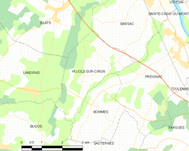 Mapa obce Pujols-sur-Ciron