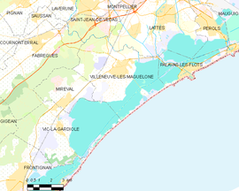 Mapa obce Villeneuve-lès-Maguelone