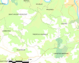 Mapa obce Trespoux-Rassiels