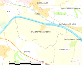 Mapa obce Sauveterre-Saint-Denis