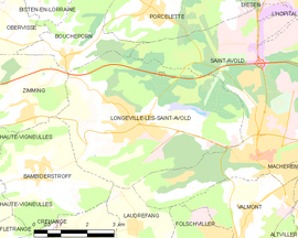 Mapa obce Longeville-lès-Saint-Avold